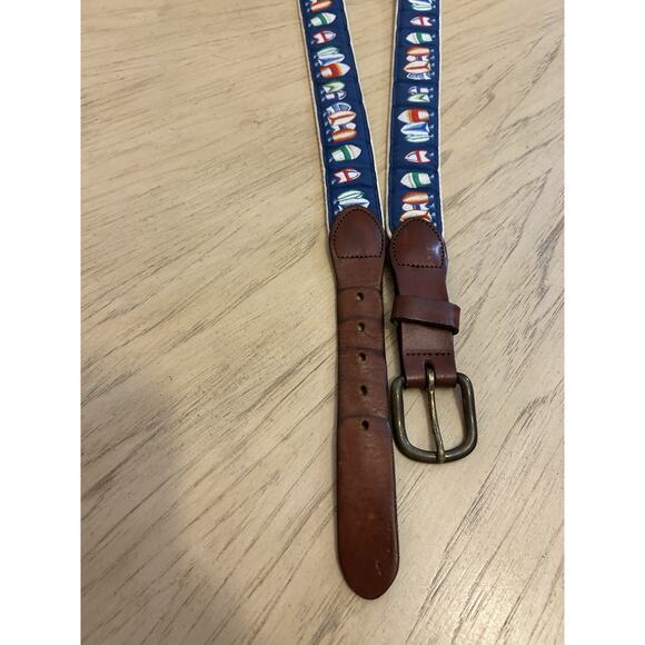 Men’s Nautical Canvas Belt 42 Sail Boats Preppy Fishing 80s 90s USA Leather Man - Picture 8 of 11